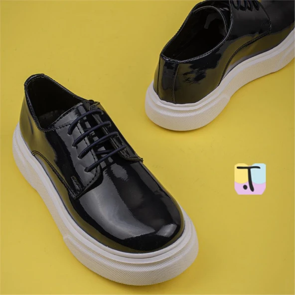 Trend Adımlar Lacivert Rugan Kalın Taban Erkek Çocuk Casual Ayakkabı - Resim 5