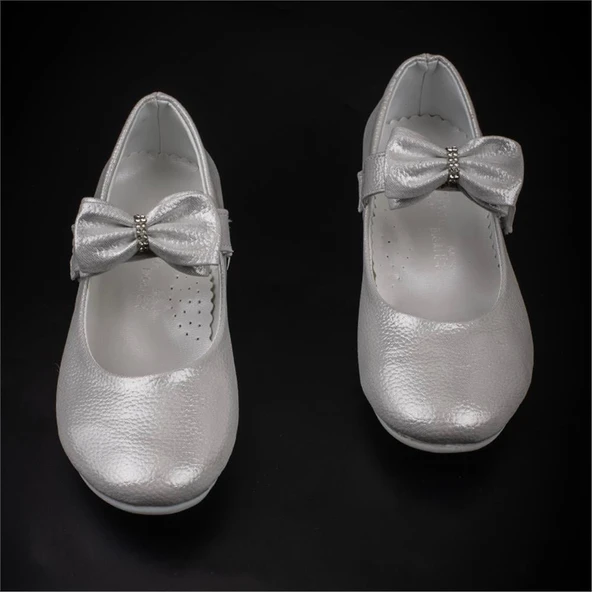 M2S Gri Rugan Fiyonklu Kız Çocuk Babet - Resim 4