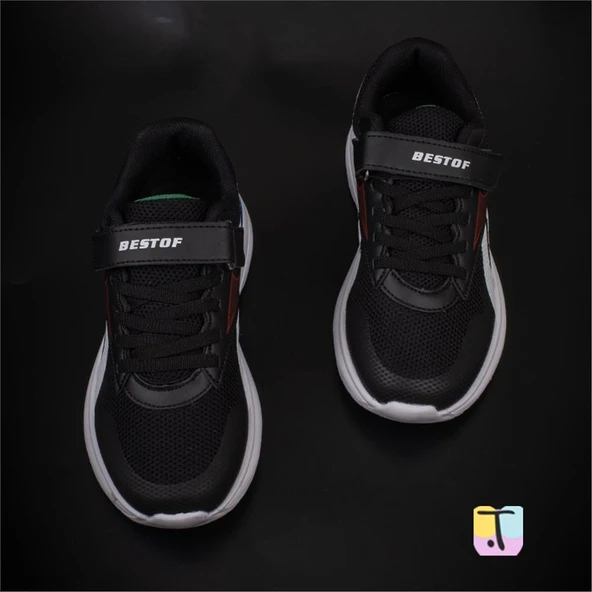 Trend Adımlar Siyah-Beyaz Comfortable İç Destekli Erkek Çocuk Sneaker - Resim 4