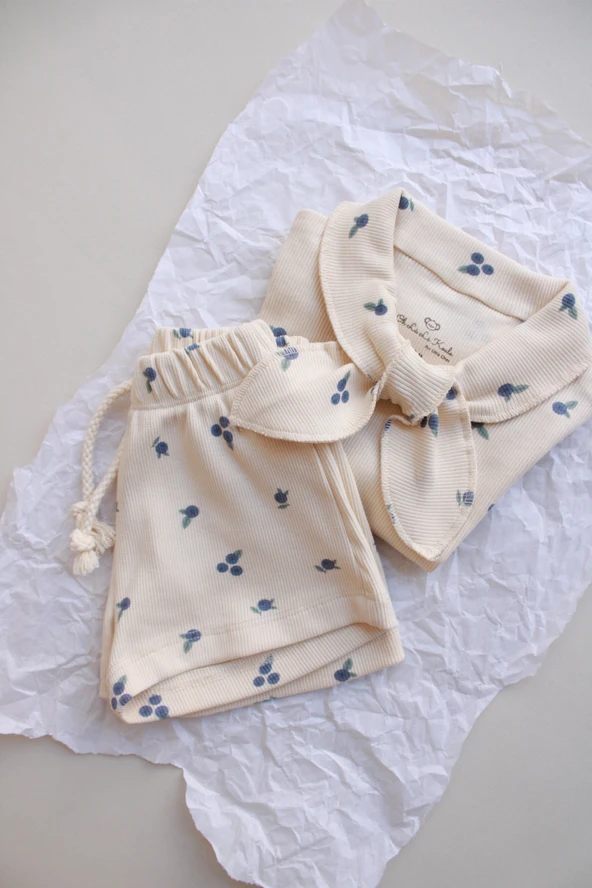 Blueberry Baskı Kaşkorse Yaka Bağlamalı Takım - Resim 6