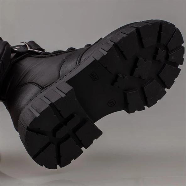 Trend Adımlar Siyah Cüzdan Detaylı Kız Çocuk Postal Bot - Resim 4