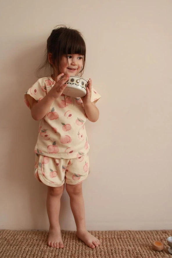 Şeftali Baskı Kaşkorse Alt Üst Takım - Resim 5