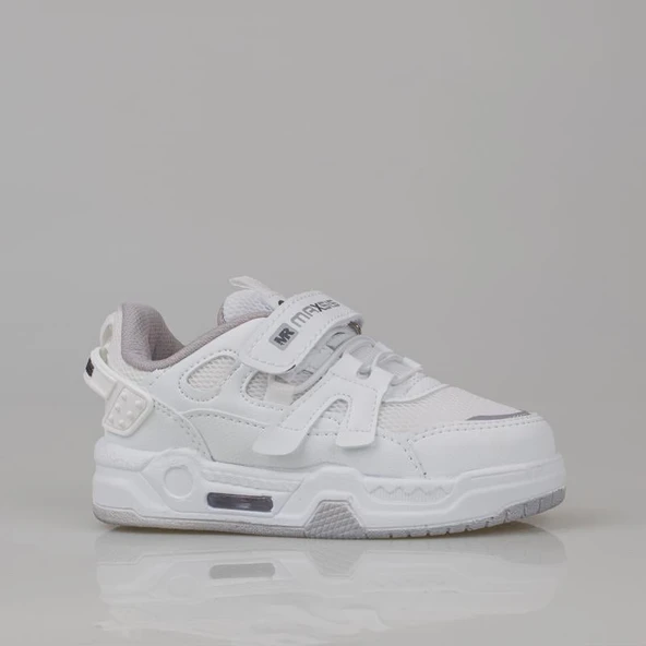 Trend Adımlar Beyaz Kaymaz Taban Çocuk Spor Ayakkabı - Resim 2