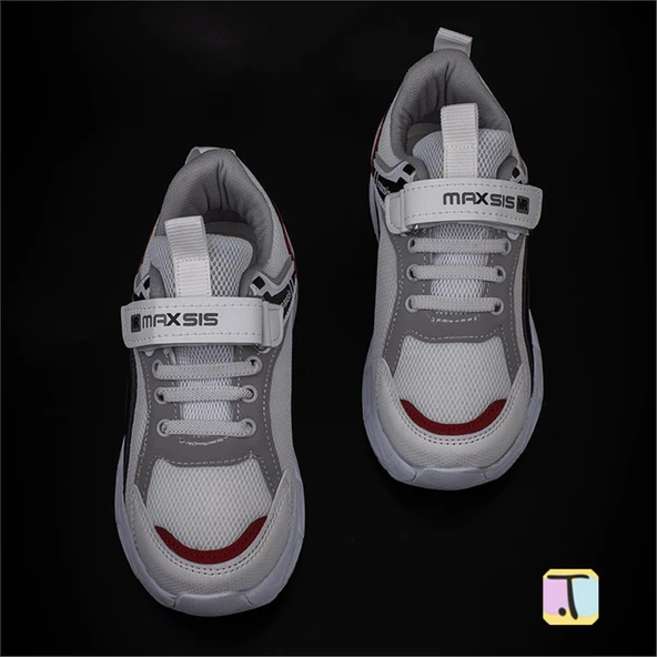 Trend Adımlar Beyaz-Siyah Cırt Cırtlı Unisex Çocuk Spor Ayakkabı - 3