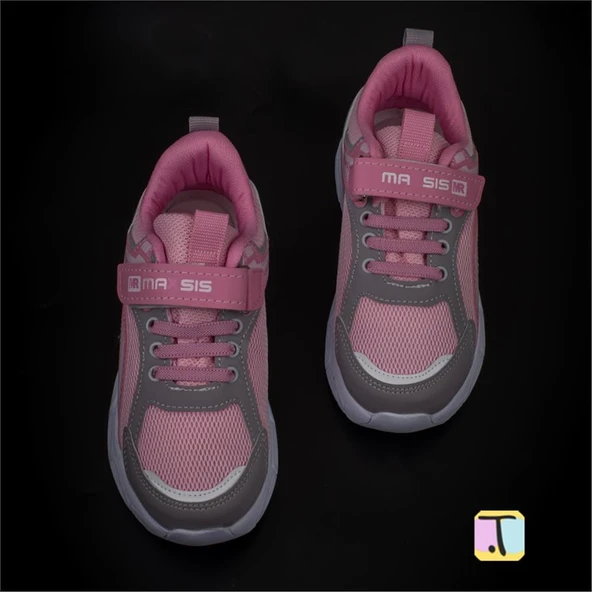 Trend Adımlar Pembe Cırt Cırtlı Unisex Çocuk Spor Ayakkabı - Resim 3