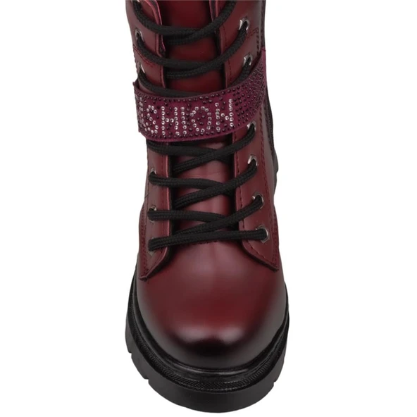 Trend Adımlar Bordo Fashion Kız Çocuk Fermuarlı Postal Bot - 6