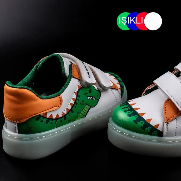 Trend Adımlar Yeşil Cute Monster Işıklı Çocuk Sneaker - 5