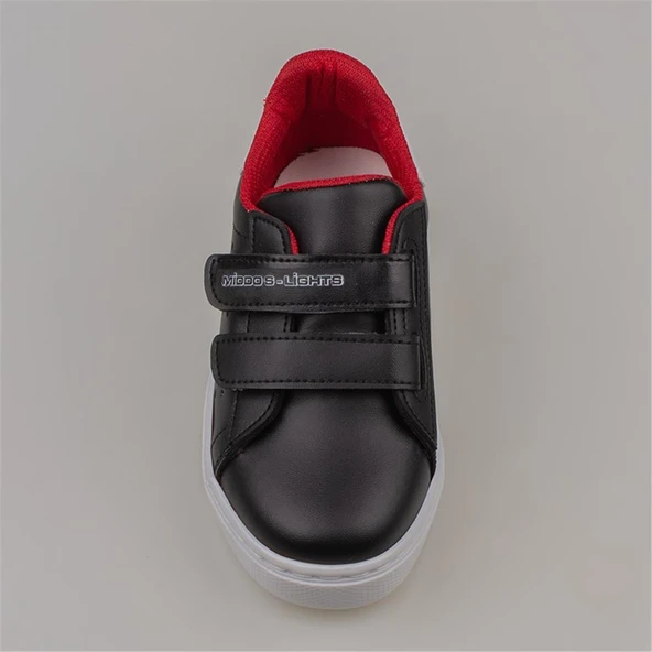 Trend Adımlar Siyah Erkek Çocuk Mevsimlik Cırtlı Sneaker - Resim 4