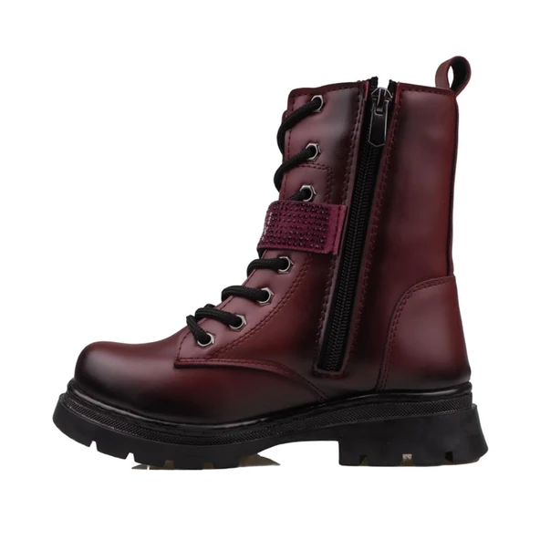 Trend Adımlar Bordo Fashion Kız Çocuk Fermuarlı Postal Bot - 3