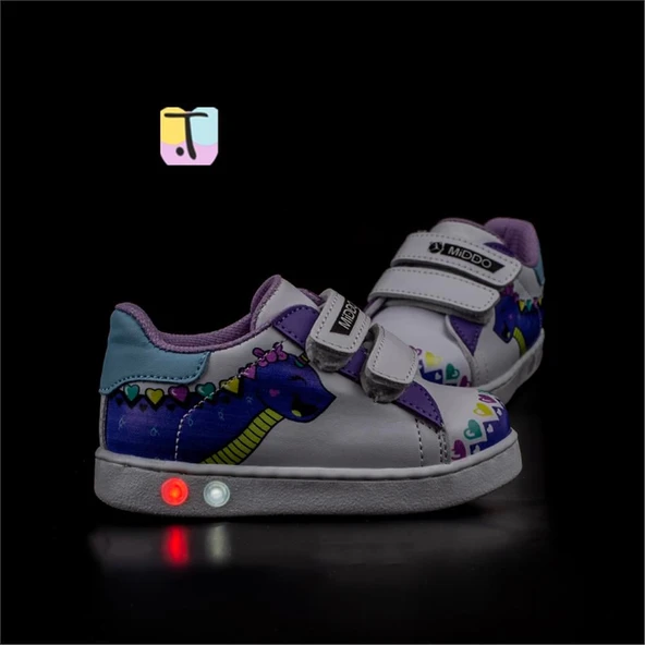 Trend Adımlar Lila Cute Monster Işıklı İlk Adım Bebe Sneaker - 5