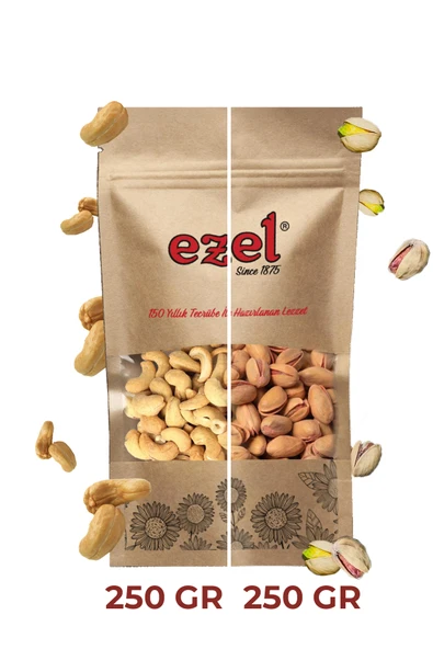 Ezel Kuruyemişleri Siirt Antep Fıstığı -Tuzlu Kaju Seti 250 g Taze Kavrulmuş - Resim 2