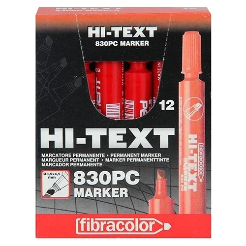 Hi-Text 830PC Kırmızı Keçeli Kalem Kesik Uç Marker 12’li Paket Yazı & Çizim Kalemi