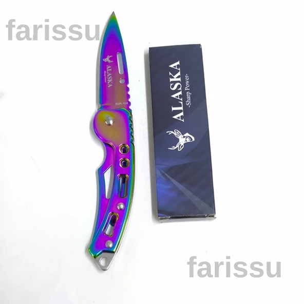 Alaska Gökkuşağı Renkli Çok Amaçlı Katlanır Çakı - Paslanmaz Çelik, Keskin ve Taşınabilir - 6