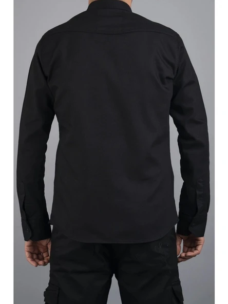 Tomiross Kıvanç Siyah Erkek Rahat Esnek Slim Fit Kalıp Pamuklu Kot Gömlek KIVANC-1927 - Resim 4