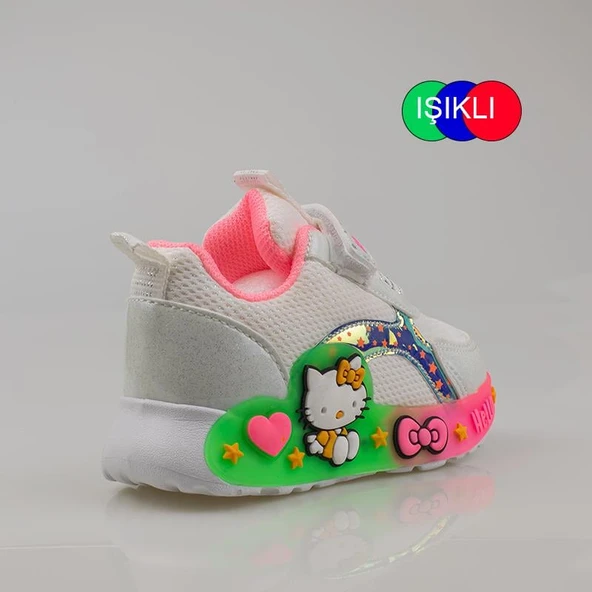 Trend Adımlar Fuşya Kız Çocuk Işıklı Bebe Sneaker - Resim 4