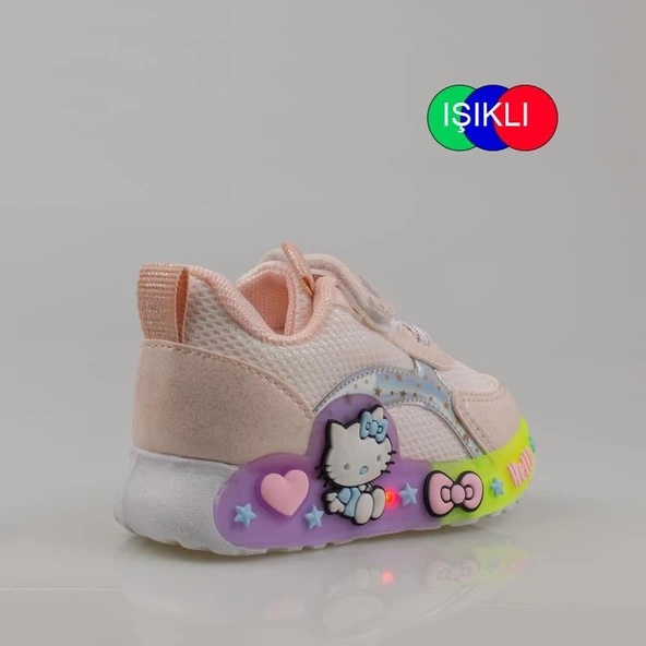 Trend Adımlar Pudra Kız Çocuk Işıklı Bebe Sneaker - Resim 4