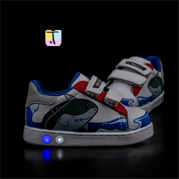 Trend Adımlar Mavi Cute Monster Işıklı İlk Adım Bebe Sneaker - 5