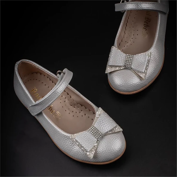 Trend Adımlar Gri Bebe Kız Çocuk Bilek Cırtlı Babet - Resim 5