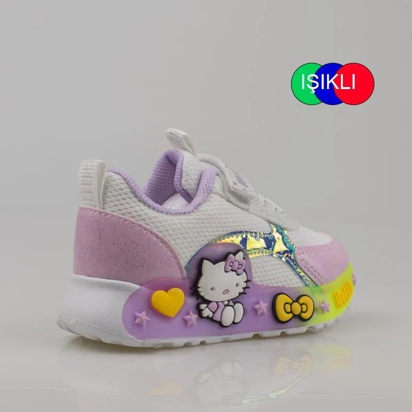 Trend Adımlar Beyaz Kız Çocuk Işıklı Bebe Sneaker - 4