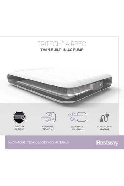 Bestway Kamp Yatak Flok Siyah Pompalı 188x99X30 - 5