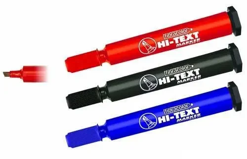 Hi-Text 830PC Kırmızı Keçeli Kalem Kesik Uç Marker 12’li Paket Yazı & Çizim Kalemi - 4