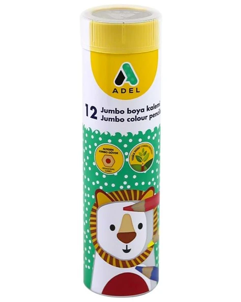 Adel Kuru Boya Kalemi Jumbo 12 Renk Metal Tüp Tam Boy 2119510013