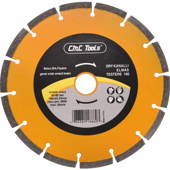 CMC Elmas Testere 180 Mm Dry Kanallı  Mermer Granit Kesici - 1