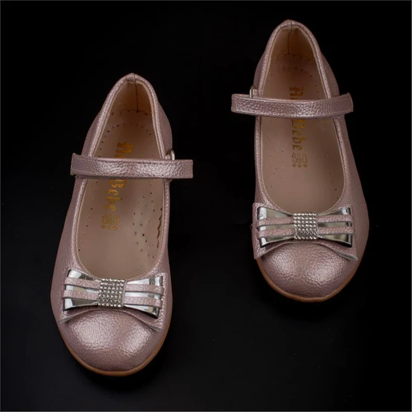 Trend Adımlar Pembe Bebe Kız Çocuk Cırtlı Parlak Babet - Resim 4