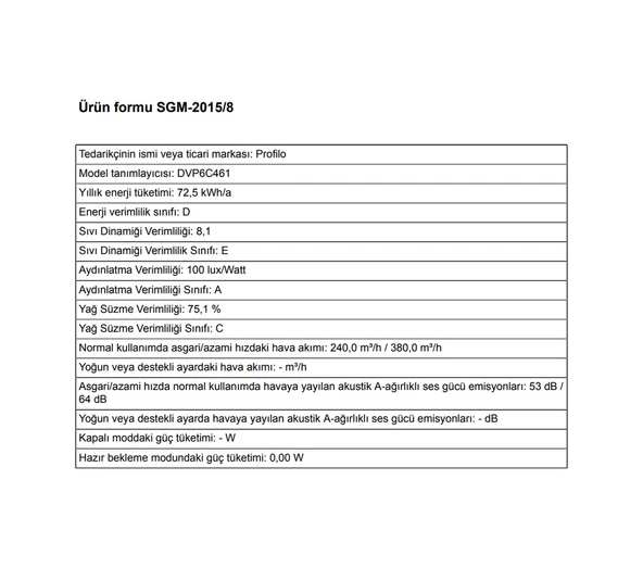 Profilo DVP6C461 Duvar Tipi Davlumbaz Siyah - 6