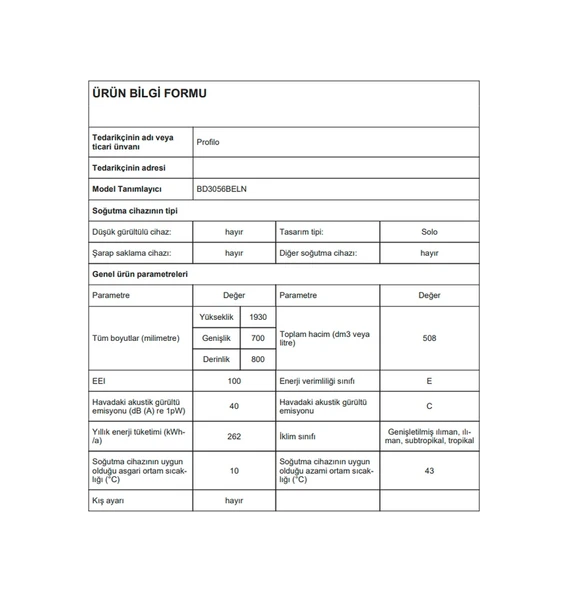 Profilo BD3056BELN 508 LT No-Frost Kombi Tipi Buzdolabı - Resim 7