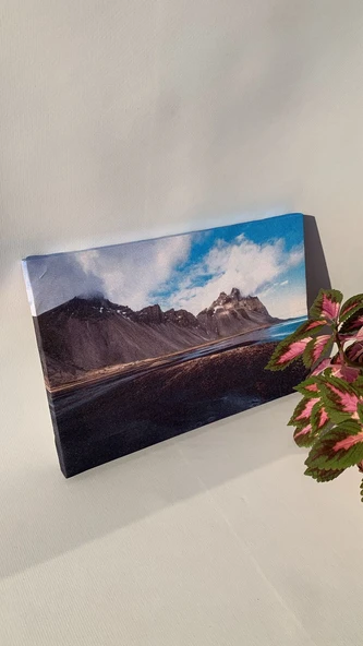 Deniz Dağ Manzaralı Natürel Ahşap Çerçeve Ev İşyeri Ofis Duvar Kanvas Tablo MNZ20 - Resim 5