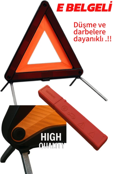 TÜVTÜRK Zorunlu 3’lü Acil Durum Seti  Üçgen Reflektör Teker Takozu  Buz Kazıyıcı  E Belgeli - 2
