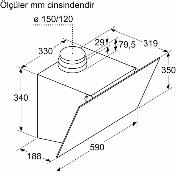Profilo DVK6J361 59 CM Duvar Tipi Davlumbaz Siyah - 7