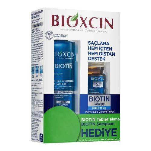 Bioxcin Biotin 5000mcg 60 Tablet +  Biotin Şampuan 300 ml | Saç Dökülmesi Avantajlı Set ürün görseli