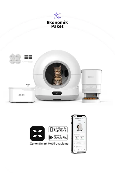 Xenon Smart Akıllı Otomatik Kedi Tuvaleti, Mama Kabı ve Su Pınarı 4'lü Pet Ürünleri Seti - 6