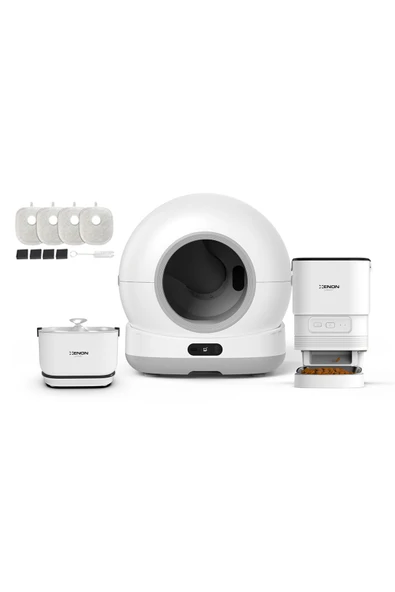 Xenon Smart Akıllı Otomatik Kedi Tuvaleti, Mama Kabı ve Bataryalı Su Pınarı 4'lü Pet Ürünleri Seti - 2