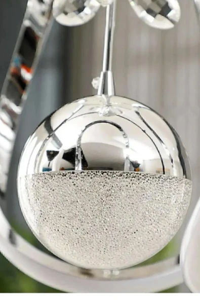 ŞEKER TOP MODERN SARKIT LED AVİZE TEKLİ 3 RENK KROM KAPLAMALI - Resim 2