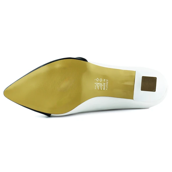 Erkan Saçmacı Laura Lacivert Beyaz Renk Bloklu Sivri Burunlu Klasik İnce Topuklu Ayakkabı - 6