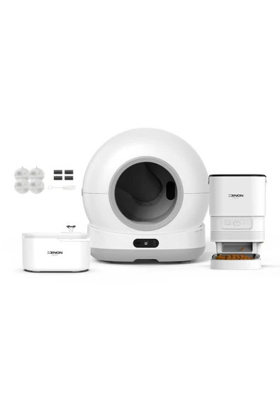 Xenon Smart Akıllı Otomatik Kedi Tuvaleti, Mama Kabı ve Su Pınarı 4'lü Pet Ürünleri Seti