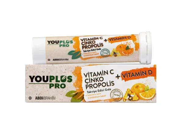 Youplus Pro Vitamin C Çinko Propolis Vitamin D 15 Effervesan Tablet ürün görseli