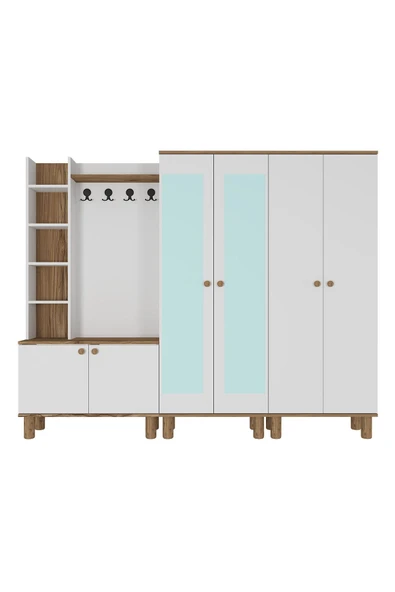 Kalender Dekor Evin-1-2-4 Bohem Ayaklı Aynalı Ayakkabılık Portmanto Vestiyer - Resim 6