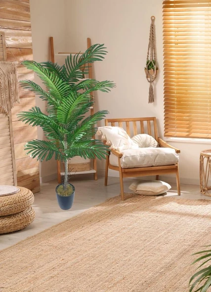 Nettenevime Yapay Ağaç Palmiye 16Yaprak Areka Ağacı Siyah Saksıda Tek Gövdeli 150*70Cm - Resim 7