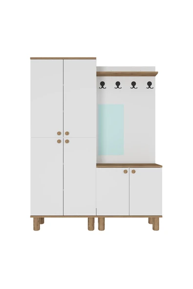 Kalender Dekor Ferda-1-3 Bohem Ayaklı Aynalı Portmanto Vestiyer Ayakkabılık - Resim 6