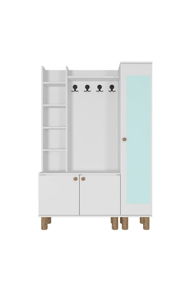 Kalender Dekor Evin-1-3 Bohem Ayaklı Aynalı Ayakkabılık Portmanto Vestiyer - Resim 5