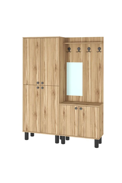 Kalender Dekor Ferda-1-3 Bohem Ayaklı Aynalı Portmanto Vestiyer Ayakkabılık - Resim 5