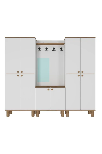 Kalender Dekor Ferda-1-3-3 Bohem Ayaklı Aynalı Ayakkabılık Portmanto Vestiyer - Resim 6