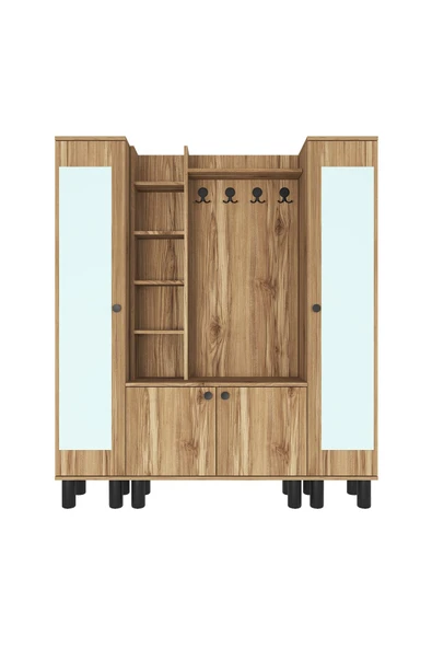 Kalender Dekor Evin-1-3-3 Bohem Ayaklı Aynalı Ayakkabılık Portmanto Vestiyer - Resim 5