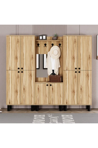 Kalender Dekor Ferda-1-3-3 Bohem Ayaklı Aynalı Ayakkabılık Portmanto Vestiyer - Resim 2