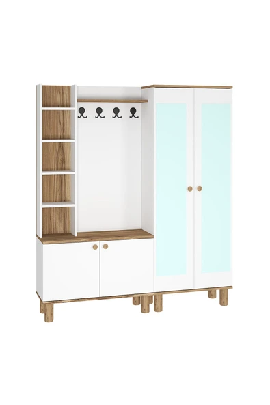 Kalender Dekor Evin-1-2 Bohem Ayaklı Aynalı Ayakkabılık Portmanto Vestiyer - Resim 6