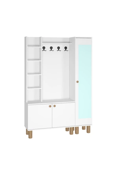 Kalender Dekor Evin-1-3 Bohem Ayaklı Aynalı Ayakkabılık Portmanto Vestiyer - Resim 6